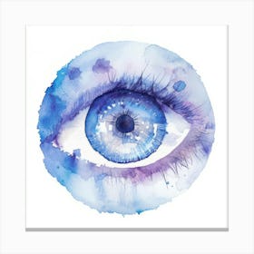 Blue Eye Watercolor Painting Canvas Print