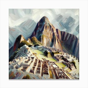 Brush Stroke Painting Machu Picchu In Peru 2 Canvas Print