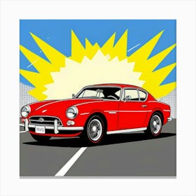 Energetic Red Car Urban Comic Poster Canvas Print