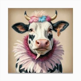 Cow With Feathers 5 Canvas Print