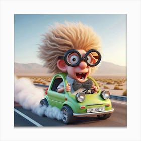 Cartoon Character Driving A Car 12 Canvas Print