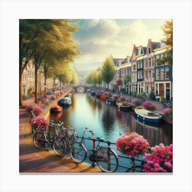 Amsterdam Canal Street Canvas Print