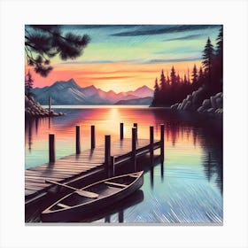 Sunset At The Dock 2 Canvas Print