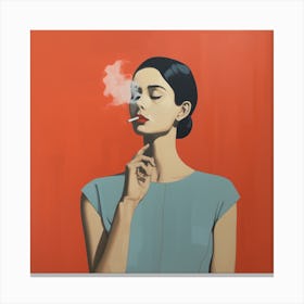 Smoking on Red Canvas Print