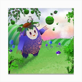Fantasy Creature With A Flying Apple Canvas Print