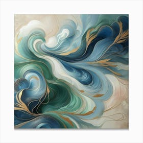 Blue And Gold Abstract Painting Canvas Print