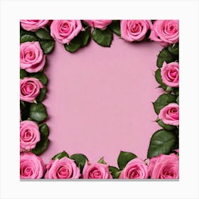 Pink Roses Frame 8 Canvas Print