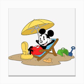 Mickey On Beach Canvas Print