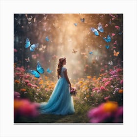 Fairytale Girl With Butterflies Canvas Print