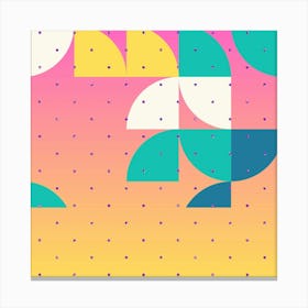 Abstract Geometric Bauhaus Polka Dots Retro Memphis Art Canvas Print