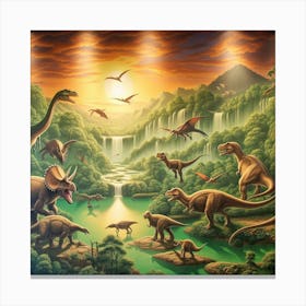 Dinosaur Mural Canvas Print