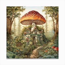 Whimsical Kids Fairy Forest Mushroom Home Art Print Canvas Print