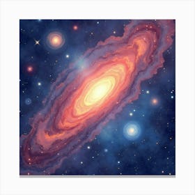 Watercolor Cosmic Scene With Vibrant Star Fields 1 Canvas Print