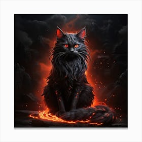 Black Cat On Fire 1 Canvas Print