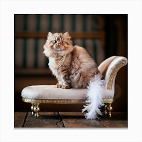 Cat Sitting On A Chair Canvas Print