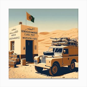 Mauritania border post. Vintage  Canvas Print