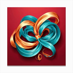 Vector Decorative Ornamental Ribbon Bow Curled Twisted Elegant Delicate Stylish Adorned F (1) Canvas Print