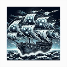 Line Art ghost ship 2 Canvas Print