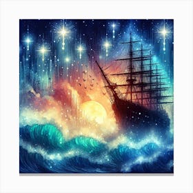 Ship In The Night Sky 1 Canvas Print