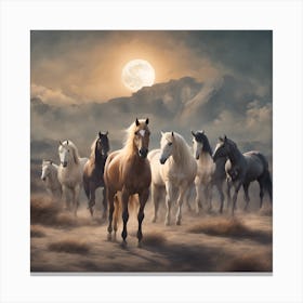 Big moon with famous horses 1 Canvas Print