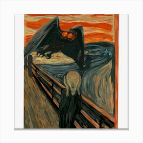 Mothman The Scream Mashup Wv Cryptid Art Canvas Print