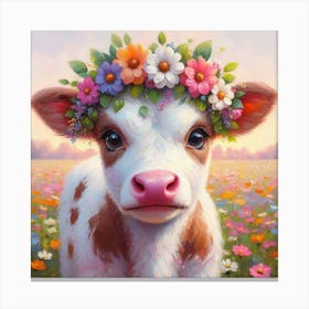 Calf With Flowers Canvas Print