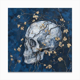 Skull With Blossoms Canvas Print