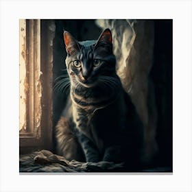 Cat Sitting By The Window Canvas Print