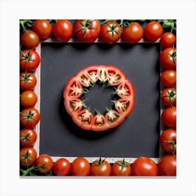 Sliced Tomatoes In A Frame Canvas Print