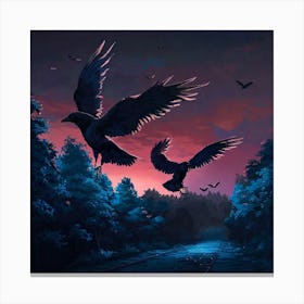 Ravens In Flight Canvas Print