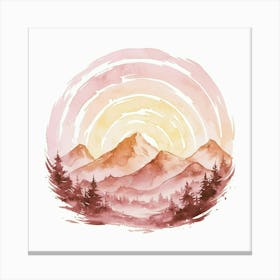 Watercolor Of Mountains Canvas Print