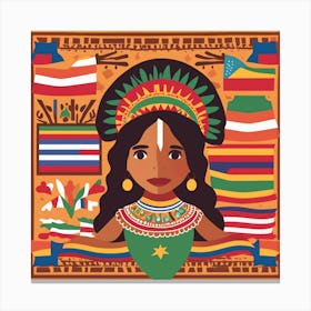 Girl With Flags Canvas Print