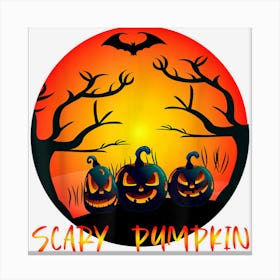 Scary Pumpkin Happy Halloween Canvas Print