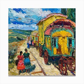 Van Gogh Style. Gypsy Caravans at Arles Series Canvas Print