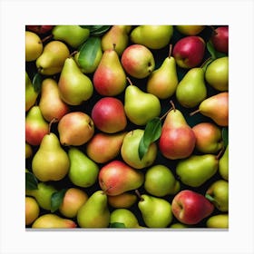 Pears On A Green Background Canvas Print