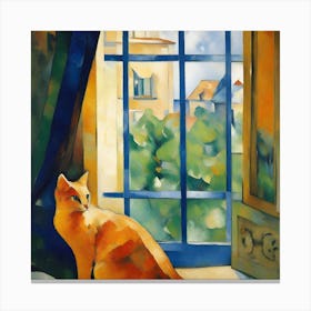 Cat At The Window Canvas Print
