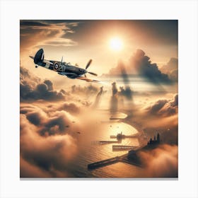 Reach for The Sky - 4/4 (Supermarine Spitfire fighter WW2 sky battle Dunkirk Ace pilot world war 2 clouds combat Airforce Battle of Britain RAF) Canvas Print