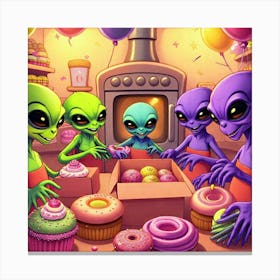 Aliens In The Kitchen Canvas Print