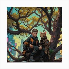 Cat In The Tree Canvas Print