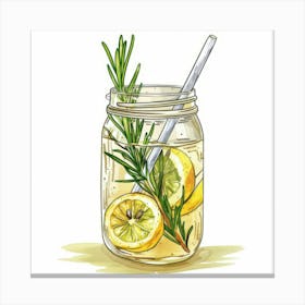 Water With Lemon And Rosemary Canvas Print