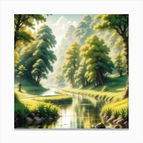 River In The Forest 70 Canvas Print