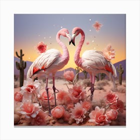 Magic021 The Two Flamingos Are Sitting Around Each Other On The 8f57fe8c Db97 40b0 Ab80 61dd17567eb6 Canvas Print