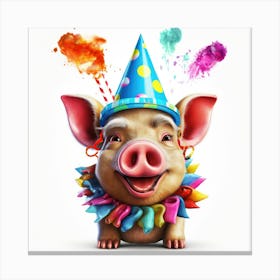 Pig In A Party Hat 3 Canvas Print