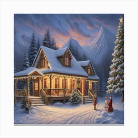 Christmas At The Cabin Canvas Print