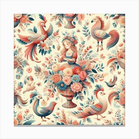 Slavic Floral Pattern Canvas Print