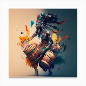 African Drumming Canvas Print