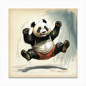 Panda Bear Jumping Canvas Print