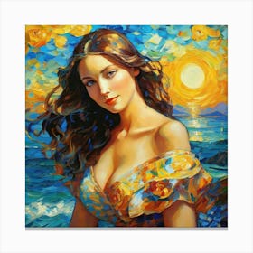 Girl By The Seafghhh Canvas Print