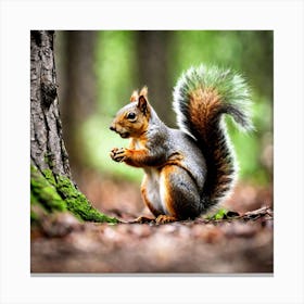 Squirrel In Forest (7) Canvas Print