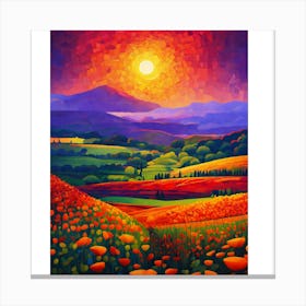 Poppies At Sunset Canvas Print